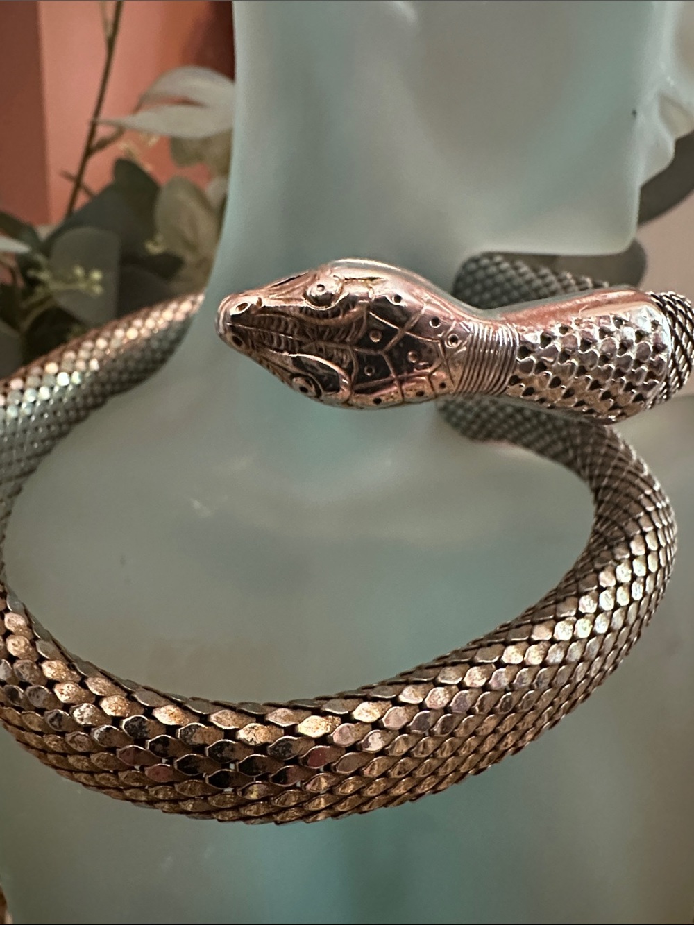 Vintage Whiting & Davis silver mesh snake choker wrap necklace or bracelet - Picture 3 of 13